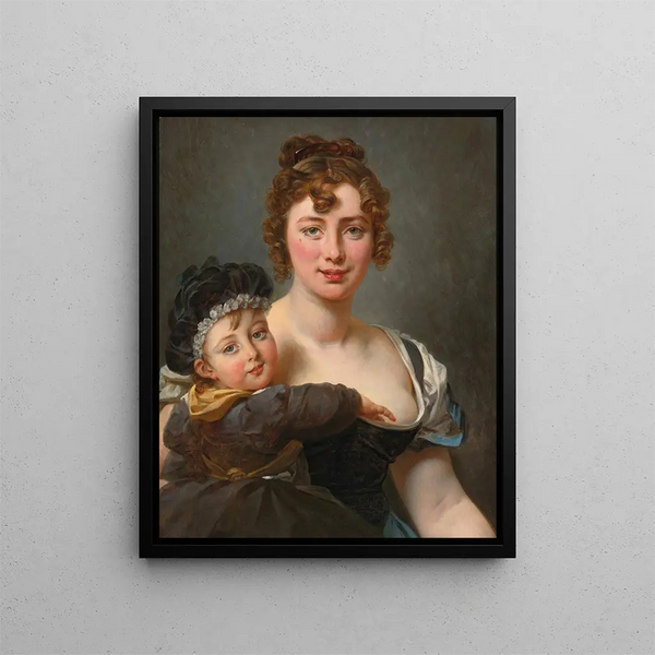 Ritratto di Françoise Simonnier e della sua figlia - Antoine-Jean Gros — quadro incorniciato alla parete