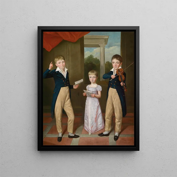 Concerto di tre bambini in una casa - Antoine-Jean Gros — quadro incorniciato alla parete