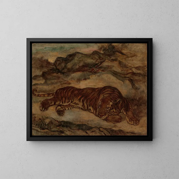 Tigre al riposo - Antoine-Louis Barye — quadro incorniciato alla parete