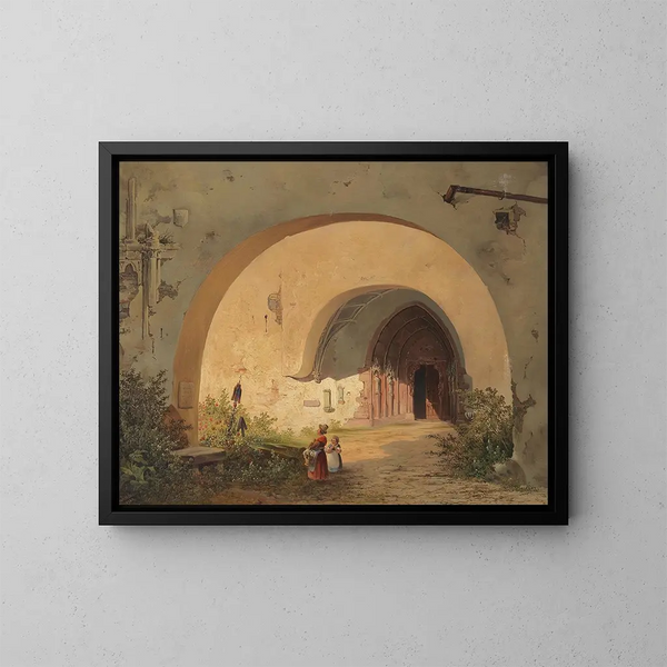 Preghiera davanti al portale del convento di Nonnberg a Salisburgo - Anton Altmann — quadro incorniciato alla parete
