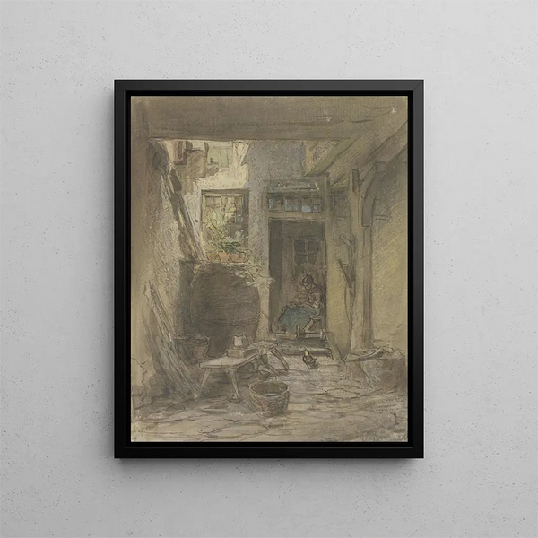 Interni del cortile - Anton Burger — quadro incorniciato alla parete