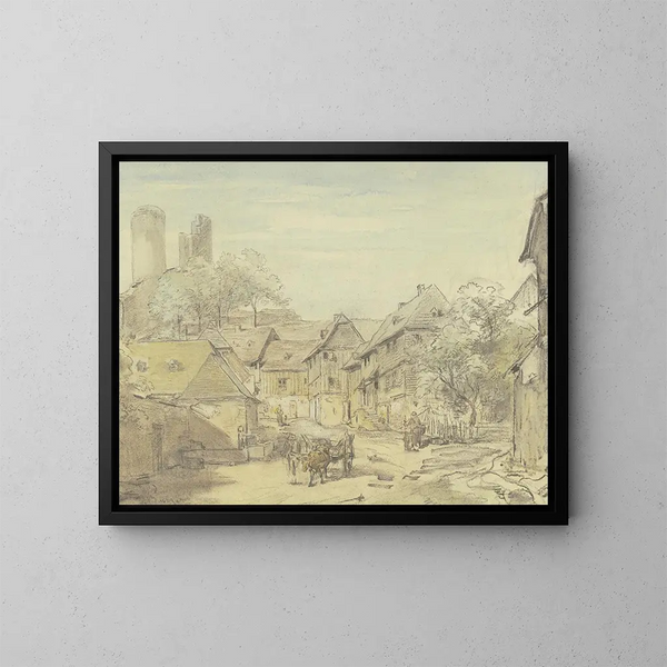 Oberreifenberg con il castello di Reifenberg - Anton Burger — quadro incorniciato alla parete