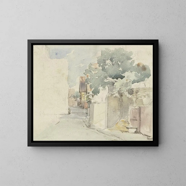 Strada del villaggio a Kronberg - Anton Burger — quadro incorniciato alla parete