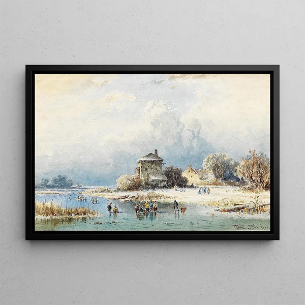 Un gué sous un ciel nuageux - Anton Doll — quadro incorniciato alla parete