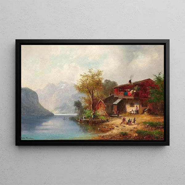 Idylle rurale sur un lac - Anton Doll — quadro incorniciato alla parete