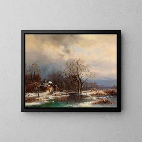 Un vasto paesaggio invernale - Anton Doll — quadro incorniciato alla parete