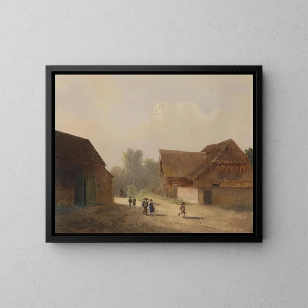 Bambini sul percorso del ritorno - Anton Doll — quadro incorniciato alla parete