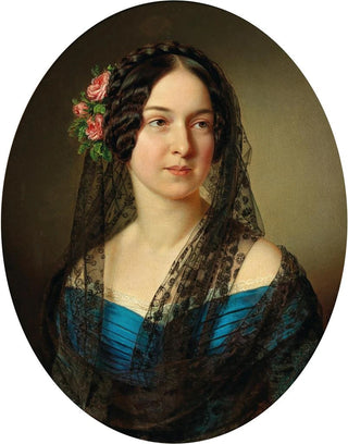 Anton Einsle - Portrait Of A Lady With Roses In Her Hair.webp