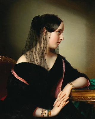 Anton Einsle - Portrait Of A Young Lady In Profile With An Enamelled Bangle A Snake Bracelet And A Bracelet With Turquoises.webp
