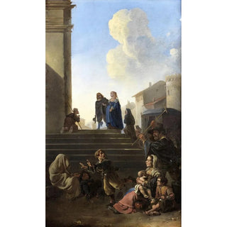 Anton Goubau - Peasants Before Church Steps.webp