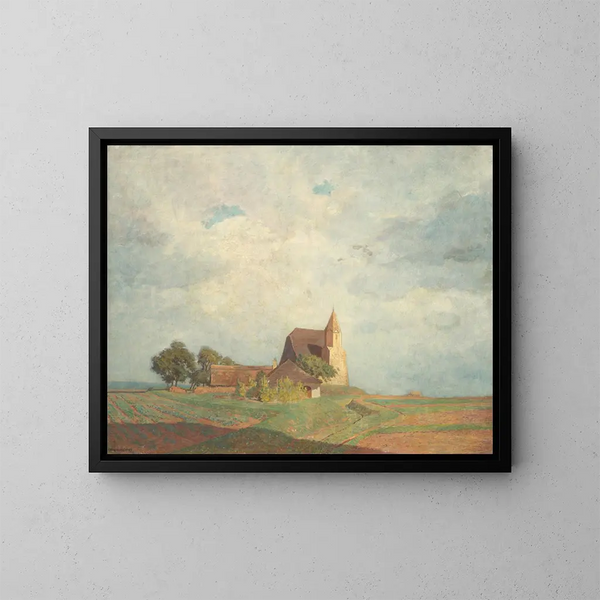 Chiesa in legno vicino a Susenstein - Anton Hans Karlinsky — quadro incorniciato alla parete