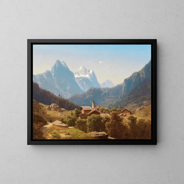 Una scena nelle alte terre bernesi Wetterhorn - Anton Hansch — quadro incorniciato alla parete