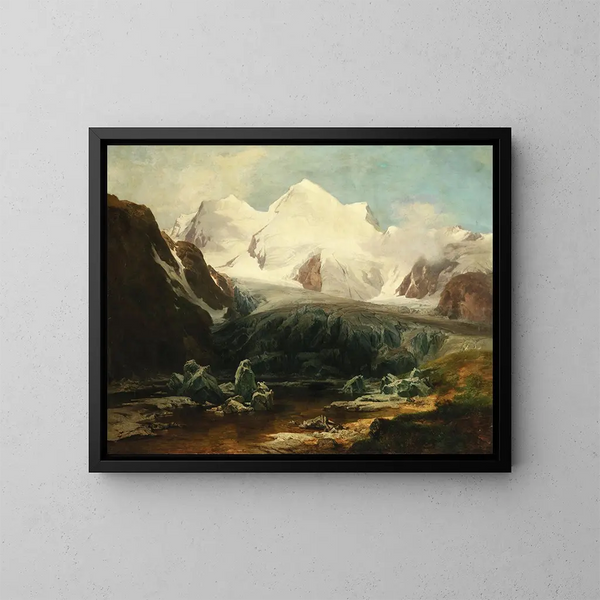 Una vista del lago Gurgler Eissee nelle Alpi dell'Ötztal, Tirolo - Anton Hansch — quadro incorniciato alla parete