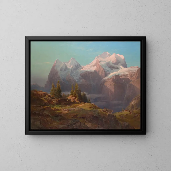 Wengeralp nell'Oberland bernese, Eiger, Mönch e Jungfrau - Anton Hansch — quadro incorniciato alla parete