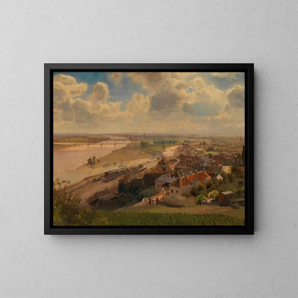 Vista della città di Vienna e del Danubio regolato da Nussdorf - Anton Hlaváček — quadro incorniciato alla parete