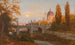 Vista del Wienfluss verso il ponte Elisabeth e la chiesa di San Carlo - Anton Hlaváček — vista dell’opera