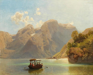 Anton Hlavacek - Salzkammergut a Boat Trip on Lake Hallstttersee Hallstatt in the Background.webp
