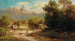 Paesaggio con stagno di anatre e vista di un castello - Anton Hugo Ullik — vista dell’opera