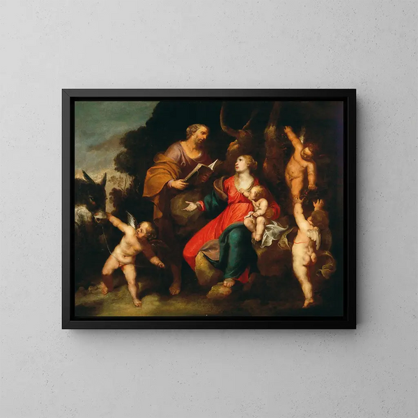 Il riposo durante la fuga in Egitto - Anton Maria Vassallo — quadro incorniciato alla parete