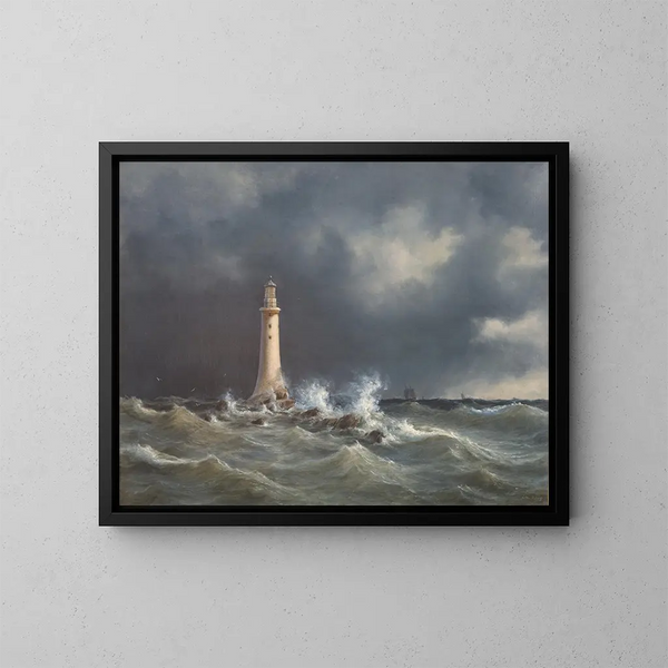 Faro di Eddystone - Anton Melbye — quadro incorniciato alla parete
