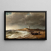 Pescatori vicino alle loro barche sulla spiaggia vicino al faro di Skagen - Anton Melbye — quadro incorniciato alla parete