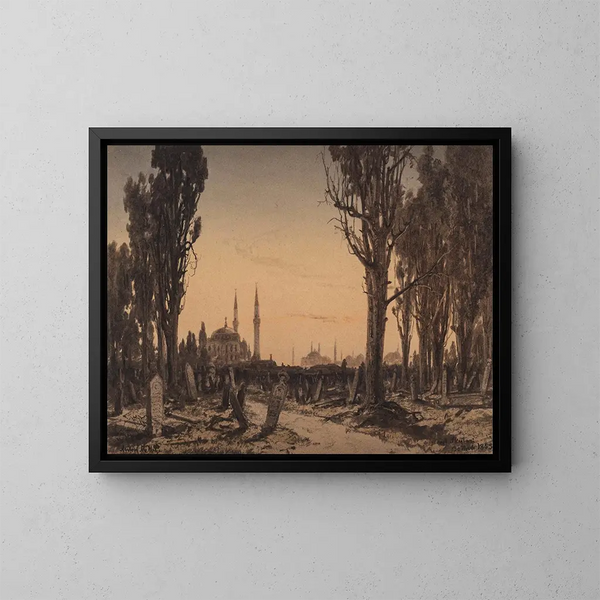 Cimitero turco di Scutari - Anton Melbye — quadro incorniciato alla parete