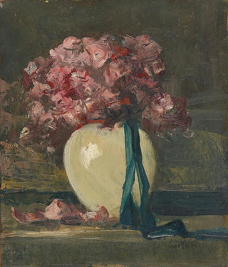 Anton MllerWischin - Rosa Blumen in weier Vase.webp