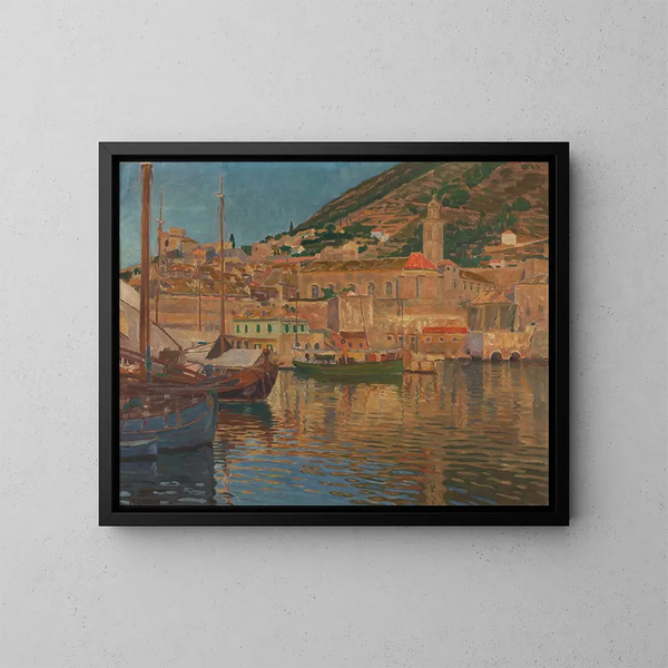 Parte del porto a Ragusa - Anton Nowak — quadro incorniciato alla parete