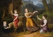 Ritratto di quattro bambini in piedi in un paesaggio con una pecora e colombe - Anton Petter — vista dell’opera