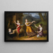 Ritratto di quattro bambini in piedi in un paesaggio con una pecora e colombe - Anton Petter — quadro incorniciato alla parete