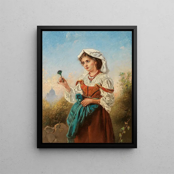 Anton Romako - An Italian Violet Seller With Rome In The Background.webp