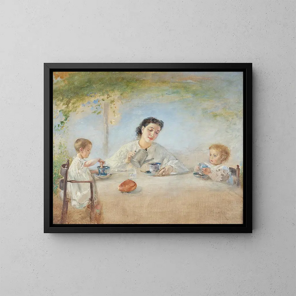 La famiglia dell'artista a colazione - Anton Romako — quadro incorniciato alla parete
