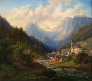 Anton Schiffer - Fernsicht von der Ramsau bey Berchtesgaden gegen den Hirschbhel und Mhlsturzhrner.webp