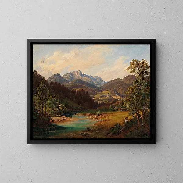 Paesaggio con monastero - Anton Schiffer — quadro incorniciato alla parete