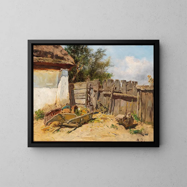Nel giardino della fattoria - Anton Schrödl — quadro incorniciato alla parete