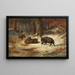 Cinghiali in una foresta invernale - Anton Weinberger — quadro incorniciato alla parete