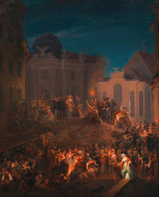 Anton Ziegler - Die Barrikade auf dem Michaelerplatz in der Nacht vom 26 auf den 27 Mai 1848.webp