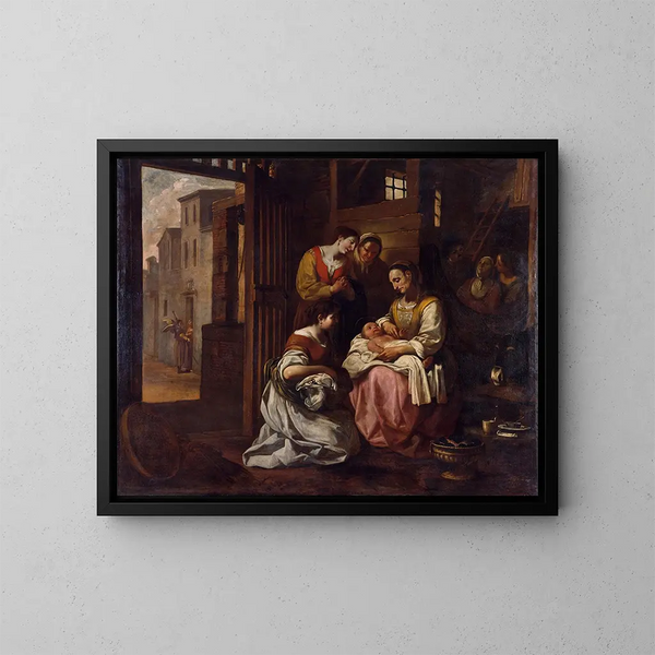 Nascita di San Francesco - Antoni Viladomat — quadro incorniciato alla parete