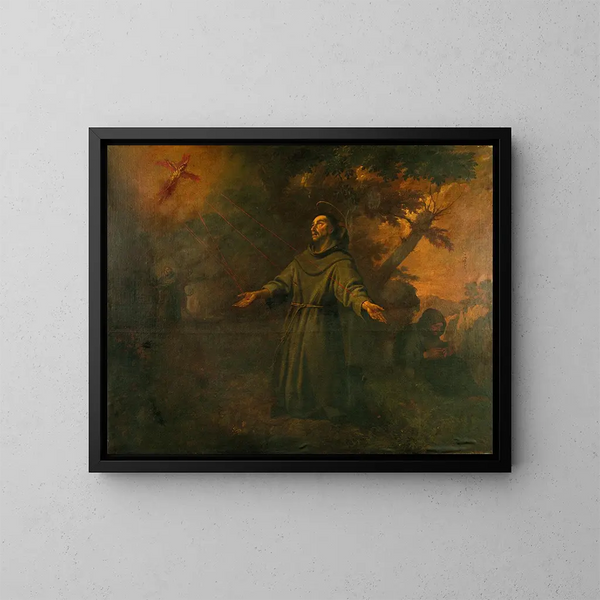 San Francesco riceve le stigmate - Antoni Viladomat — quadro incorniciato alla parete