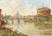 Vista di Roma con il Castello Sant'Angelo, il Ponte Sant'Angelo e la Basilica di San Pietro sullo sfondo - Antonietta Brandeis — vista dell’opera