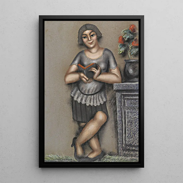 di una giovane ragazza che legge - Antonín Procházka — quadro incorniciato alla parete