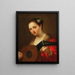 Una giovane donna con l'liuto - Antonio Beccadelli — quadro incorniciato alla parete