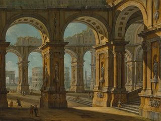 Antonio Joli - A capriccio of Rome with the Colusseum and Arch of Titus.webp