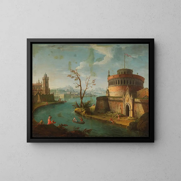 Un paesaggio fluviale capriccioso all'italiana - Antonio Joli — quadro incorniciato alla parete