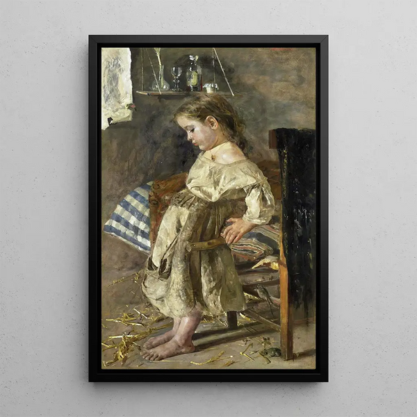 L' bambino povero - Antonio Mancini — quadro incorniciato alla parete