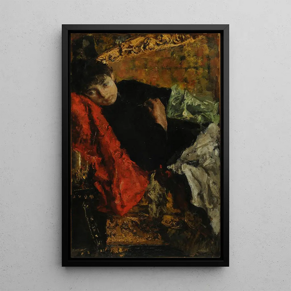 Pensieroso - Antonio Mancini — quadro incorniciato alla parete