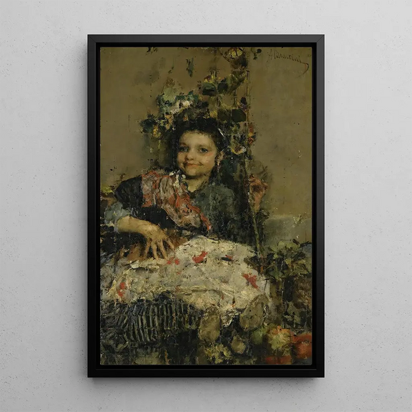 Una ragazza - Antonio Mancini — quadro incorniciato alla parete