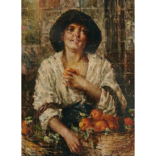 Venditrice di arance - Antonio Mancini — quadro incorniciato alla parete