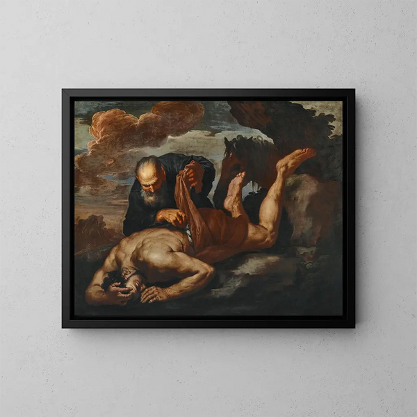 Il Buon Samaritano - Antonio Zanchi — quadro incorniciato alla parete