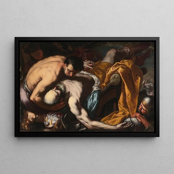 La Mort du roi Josias - Antonio Zanchi — quadro incorniciato alla parete